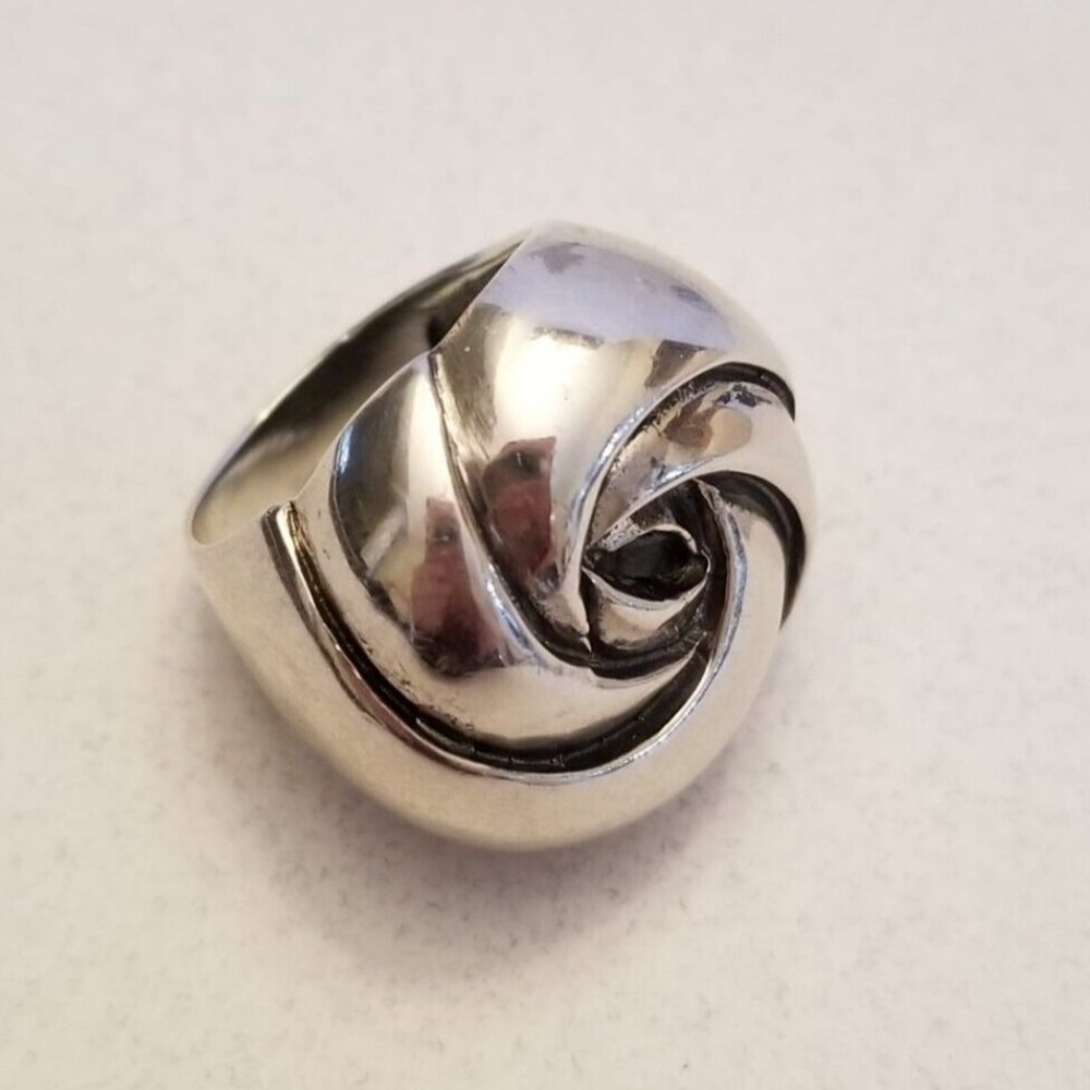 Solid 925 Sterling Silver Rounded Dome Spiral Rin… - image 3
